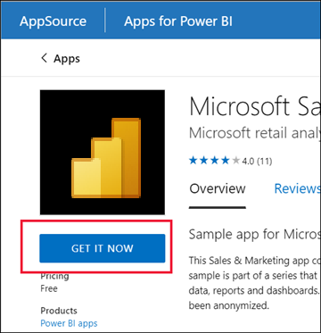 Screenshot of the Get it Now button to install an app.