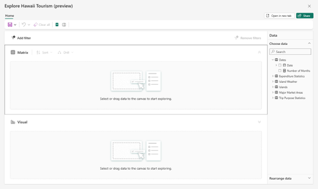 Skärmbild som visar fönstret Utforska öppnat.