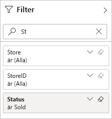 Screenshot of the Filters pane, with an example title entered.