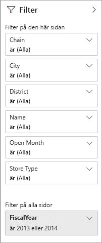 Screenshot of a visual, highlighting the options for filters in Reading view.