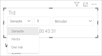 Screenshot showing time period options for a filter card.