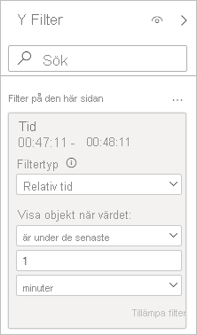 Screenshot showing a filter card with a Filter type of Relative time selected.