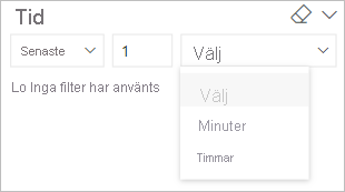 Screenshot showing relative time applied to a slicer.