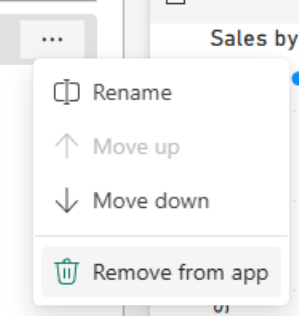 Skärmbild som visar hur du tar bort ett element från en organisationsapp.