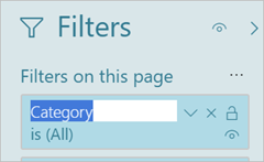 Skärmbild av fönstret Filter som markerar filterrubriken.