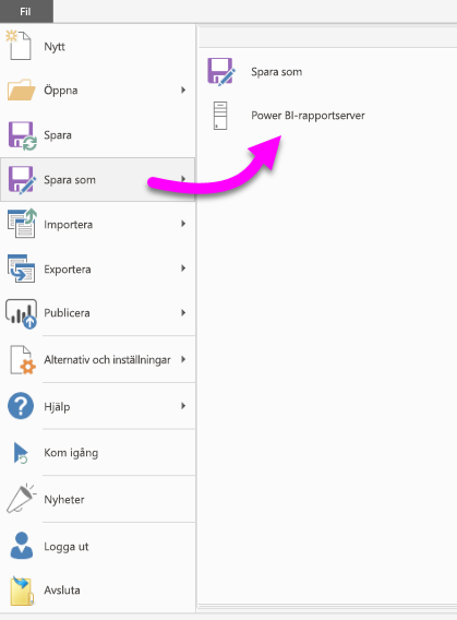 Skärmbild av PBI RS Spara.