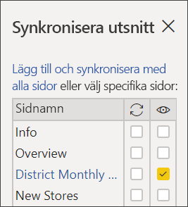 Screenshot of Sync District Monthly Sales slicer.