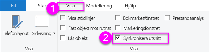 Screenshot of Sync slicers selection in Power BI Desktop.