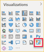 Skärmbild som visar ikonen För ArcGIS-kartor i fönstret Visualiseringar.