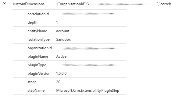 Application Insights Dataverse plugin-körningsloggar.