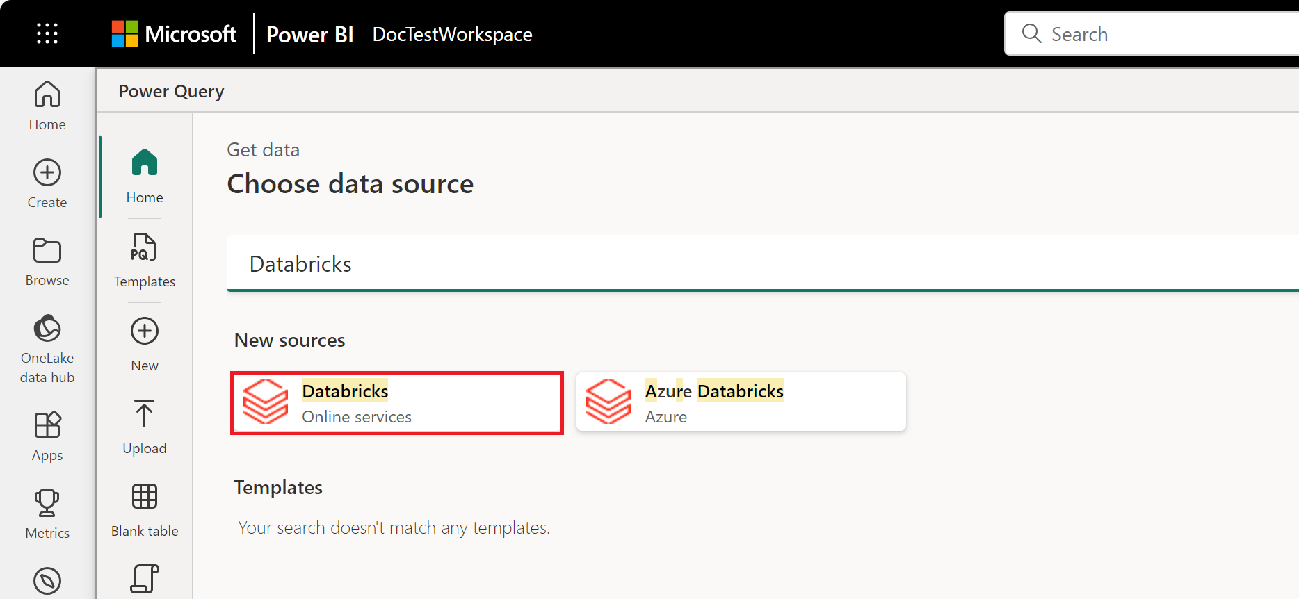 Skärmbild av Databricks-anslutningsalternativen i Power Query.