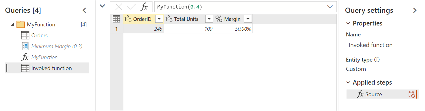 Anropad funktion med värdet 0.4.