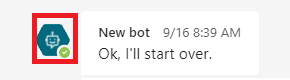Ikon för robotens avatar i Teams-chatt.
