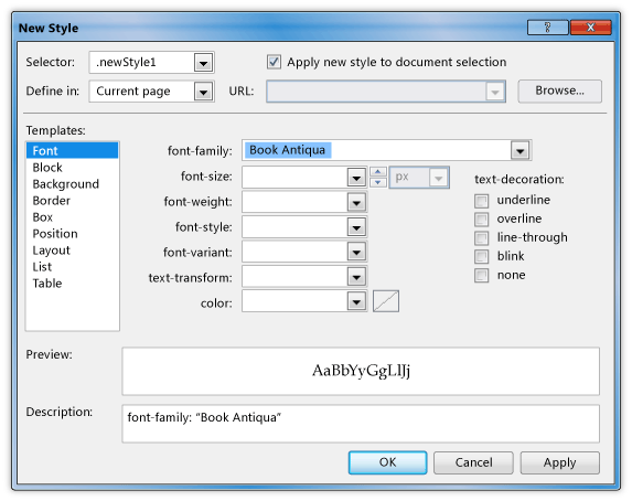 Choose font format.