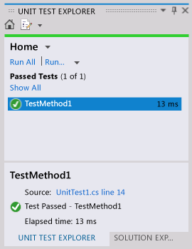 Unit Test Explorer - test completed