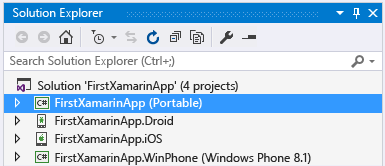 CrossPlat Xamarin Verify 1 Results of creating a new project from the Blank App (Native Portable) template