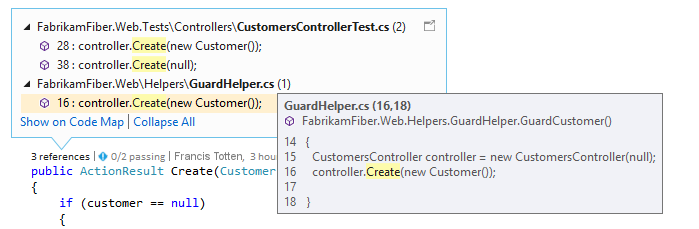 CodeLensOverview CodeLens indicators in the code editor