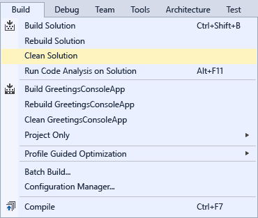 ExploreIDE-CleanSolution The Clean Solution command on the Build menu