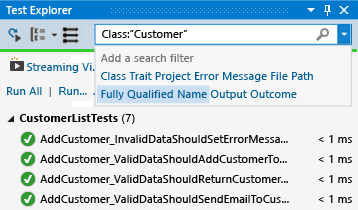 UTE_FilterTestList Filter tests in Test Explorer