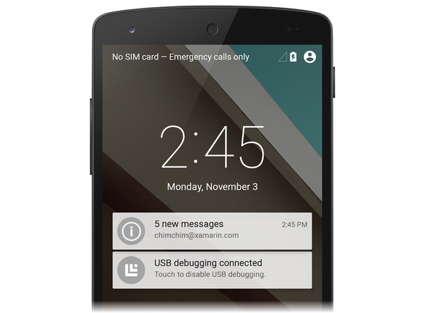 Example lock screen notification