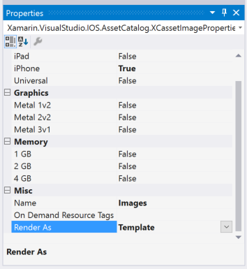 The Render Mode set to Template