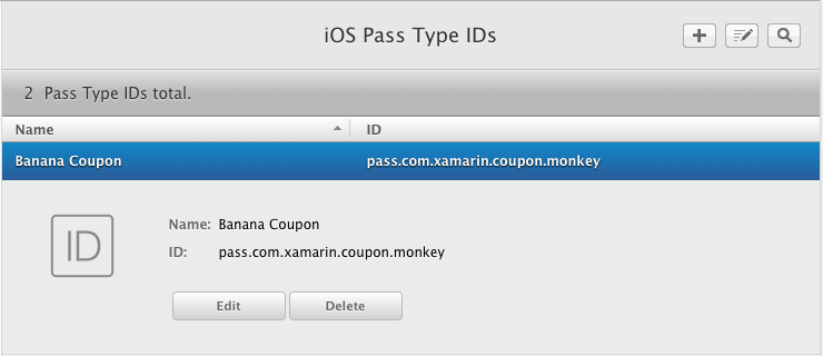 Select the new Pass ID from the list