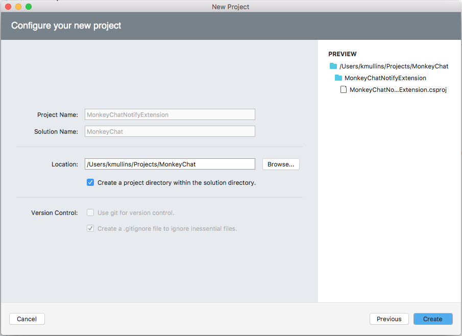 Adjust the Project Name and/or Solution Name