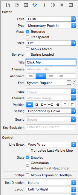 Setting the button attributes Setting the button attributes