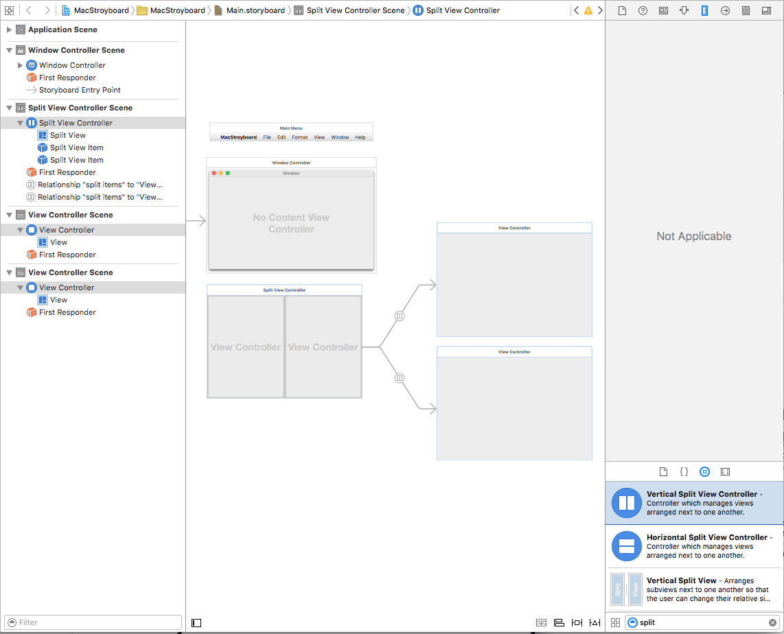 Searching for the split view controller