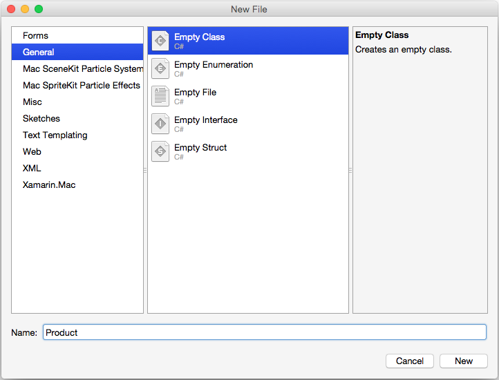 Creating an empty class