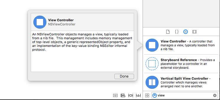 Selecting a View Controller from the Library