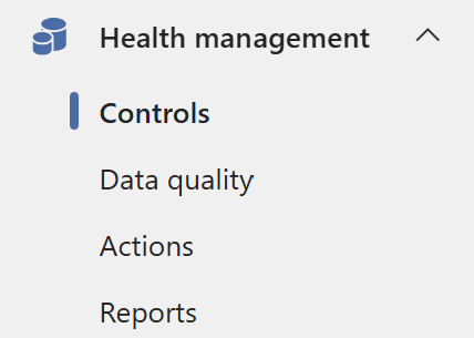 Screenshot of the data catalog menu with the data estate health section highlighted.