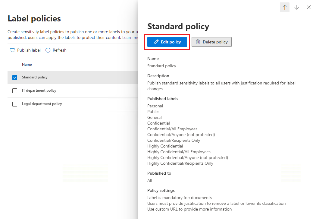 Edit a sensitivity label.