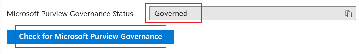 Screenshot that shows Azure SQL is governed by Microsoft Purview.