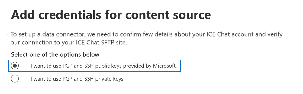 Select the option to use public keys.