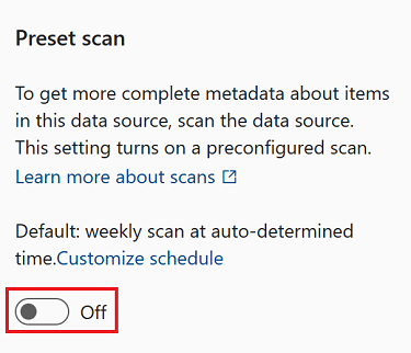 Screenshot of the source management pane, with the scan now button highlighted.