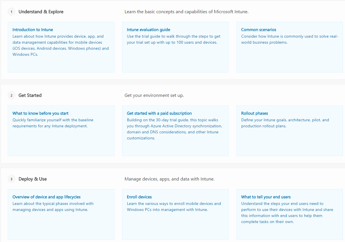 Skärmbild av Intune-dokumentation