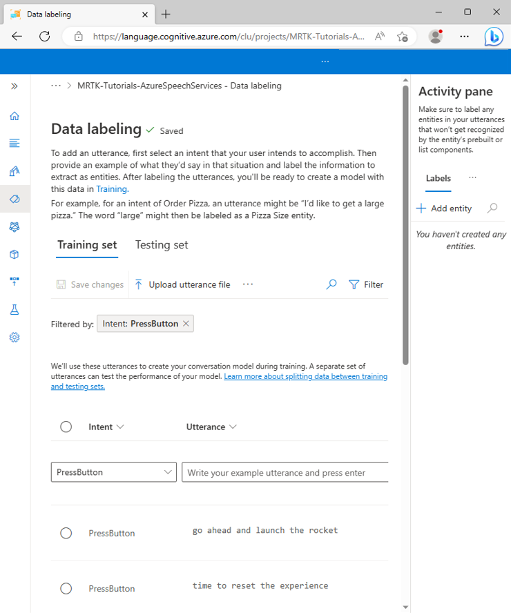 Screenshot of the updated Data labeling page.