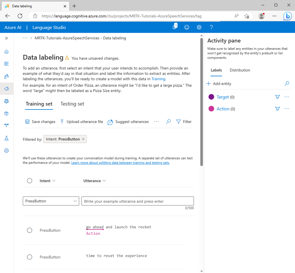 Screenshot of the added action entity value.