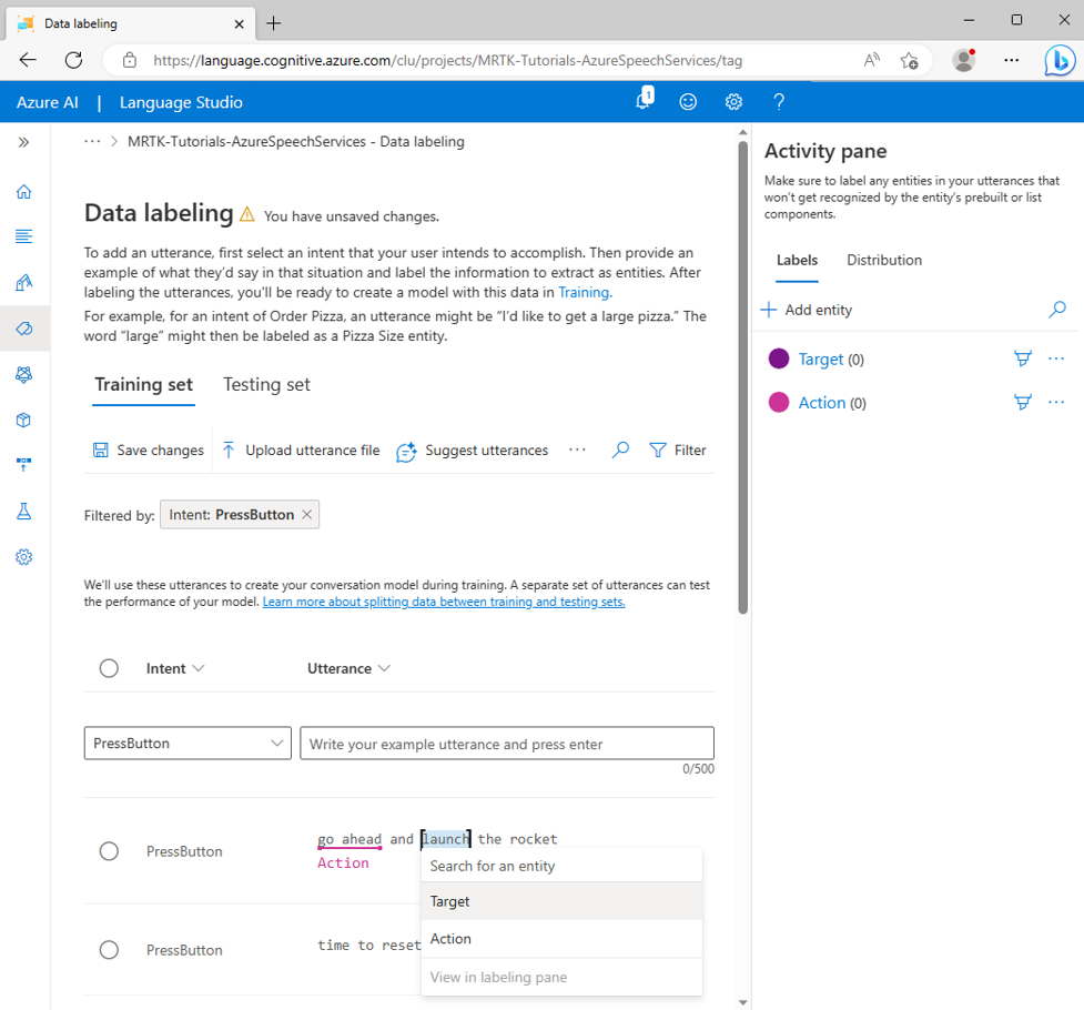 Screenshot of selecting the word launch.