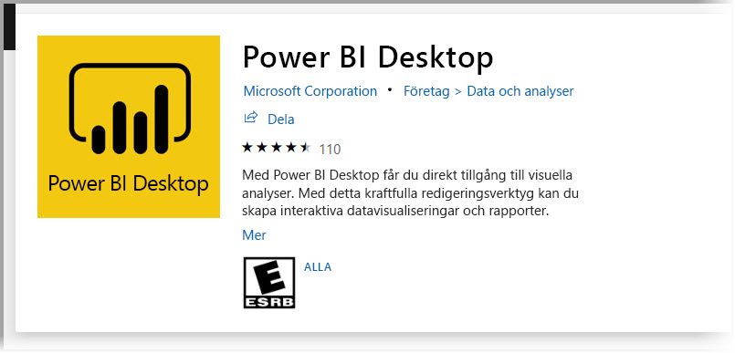 Installera Power BI Desktop via Microsoft Store