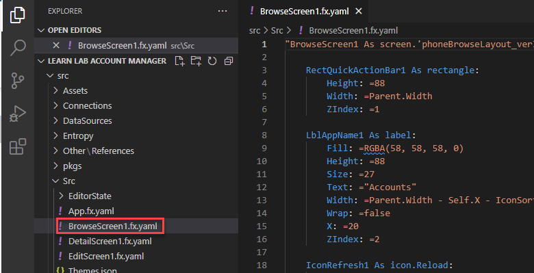 Screenshot of the BrowseScreen file.