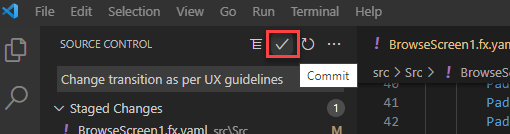 Screenshot of the commit changes button.