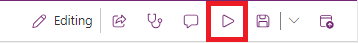 Screenshot of the Preview the application button in Power Apps.