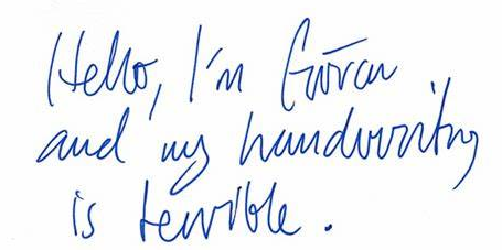 Screenshot of a file that you can drop in the Images folder showing terrible handwritten text: Hello, I'm (illegible) and my handwriting is terrible.