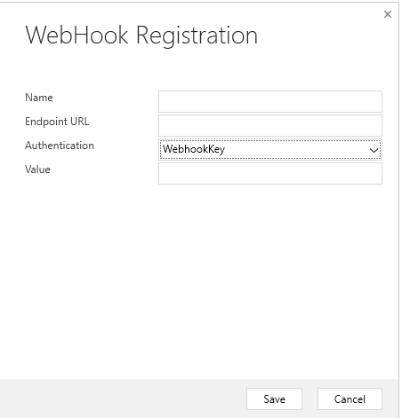 Screenshot of WebhookKey set as Authentication.