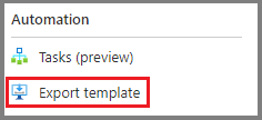 Screenshot showing Export template option for a VM.