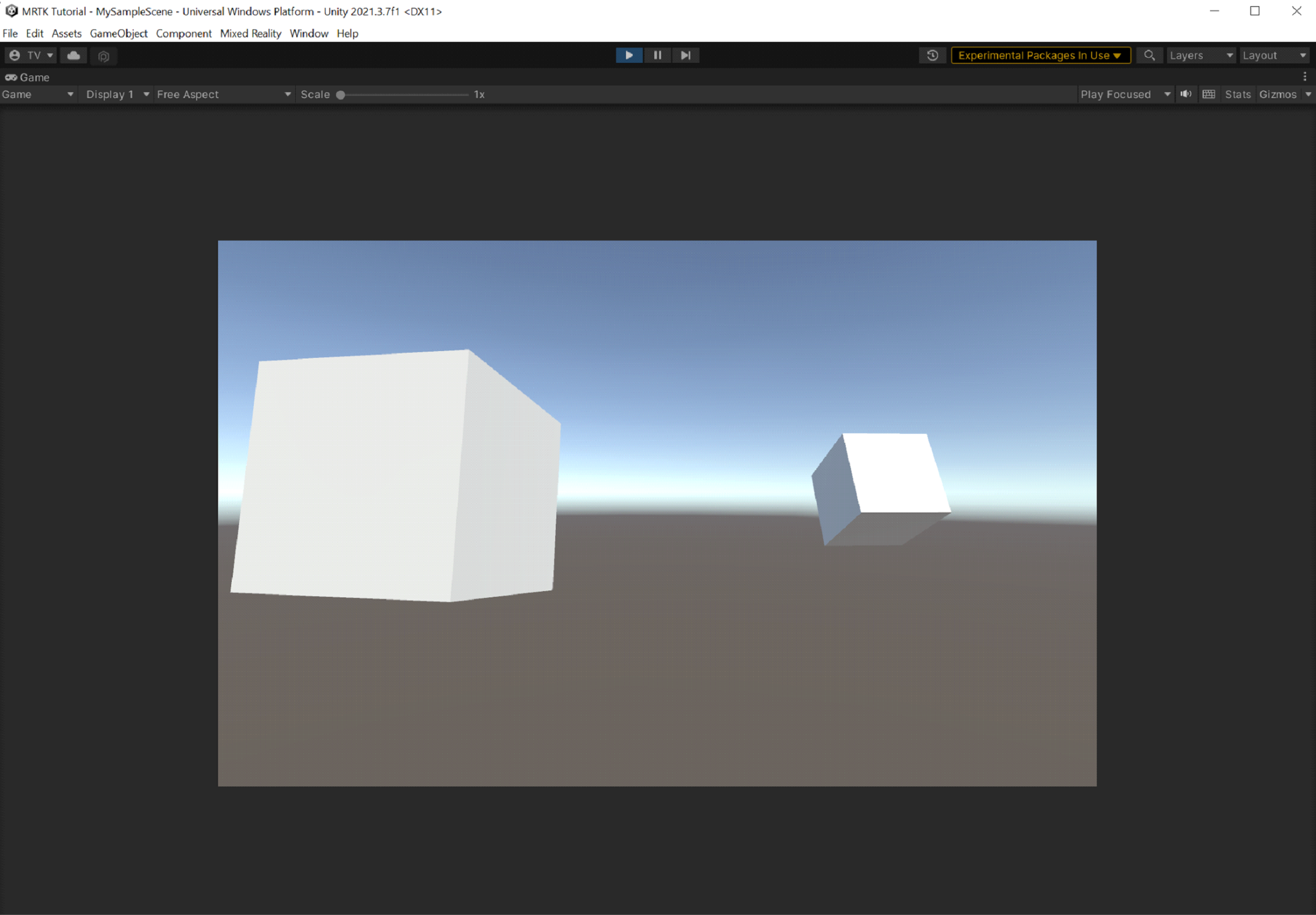 Skärmbild av spelfönstret när du har angett Uppspelningsläge.