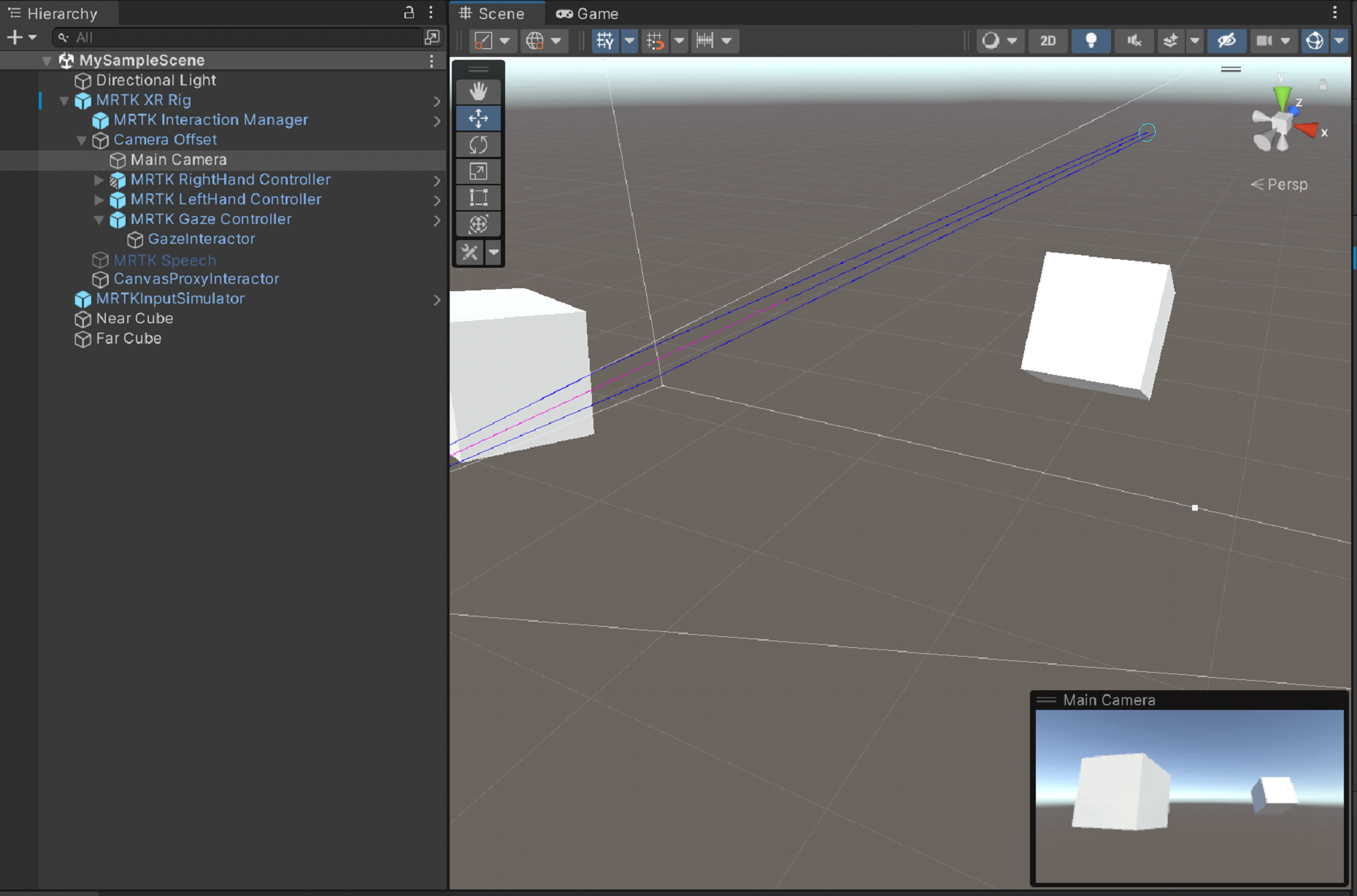 Skärmbild av huvudkameravyn i fönstret Scen.