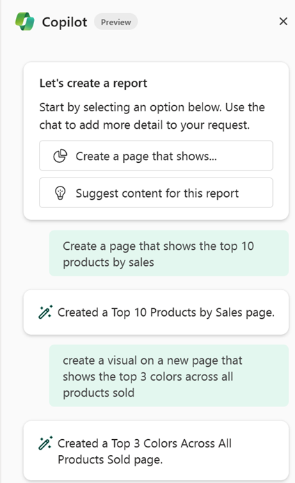 En skärmbild av Copilot-fönstret med flera anpassade prompter.